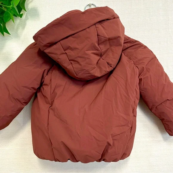 Zara Brown Red Puffer Jacket with Hood - Picture 6 of 8